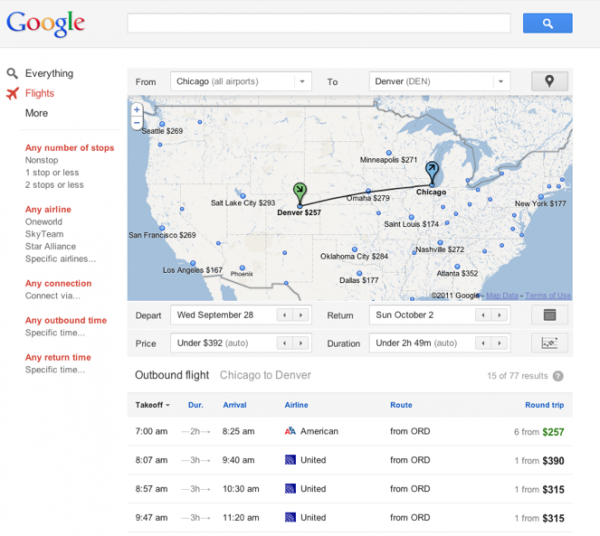 Google Introduces Flight Search